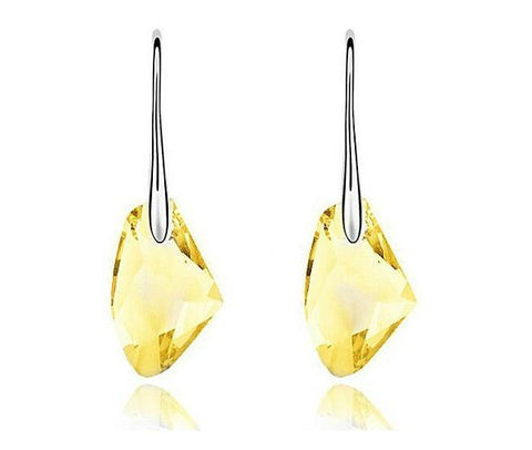 White Gold Plated Austrian Crystal  Stub Dangle Earrings | VIVOCO Online Shop                                                                            