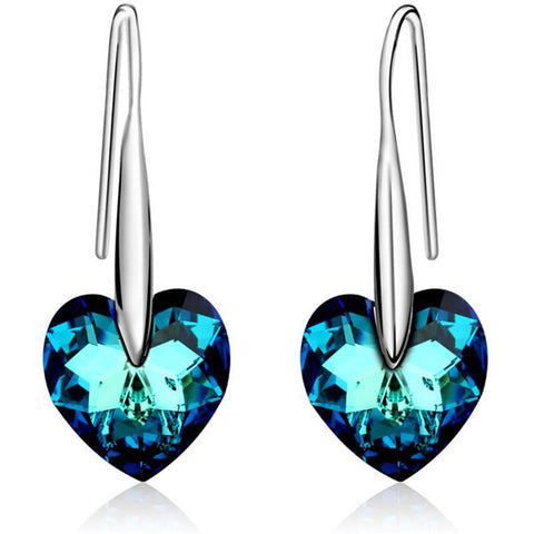 Gold Plated Crystal Heart Dangle Earrings | VIVOCO Online Shop                                                                            