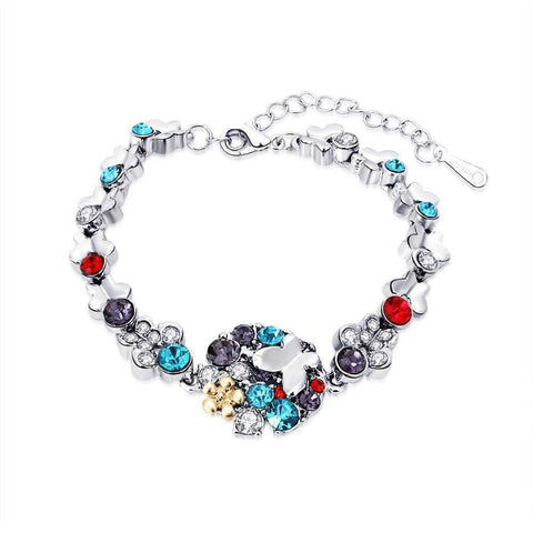 Flower Silver Color Rhinestone Crystal Bracelet | VIVOCO Online Shop                                                                            