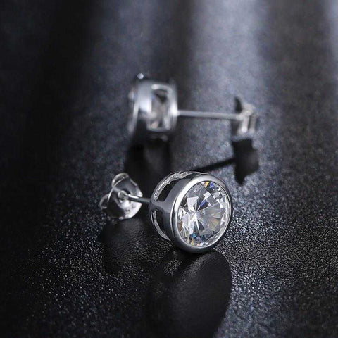 925 Sterling Silver Round Zircon Earrings | VIVOCO Online Shop                                                                            