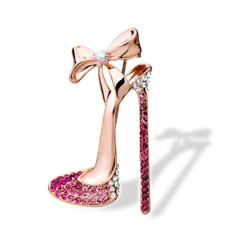 Rose Gold Plated Zircon Cute High Shoes Brooch | VIVOCO Online Shop                                                                            