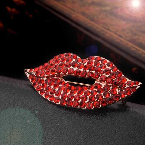 Sparkly Red Crystal Sexy Lips Brooch | VIVOCO Online Shop                                                                            